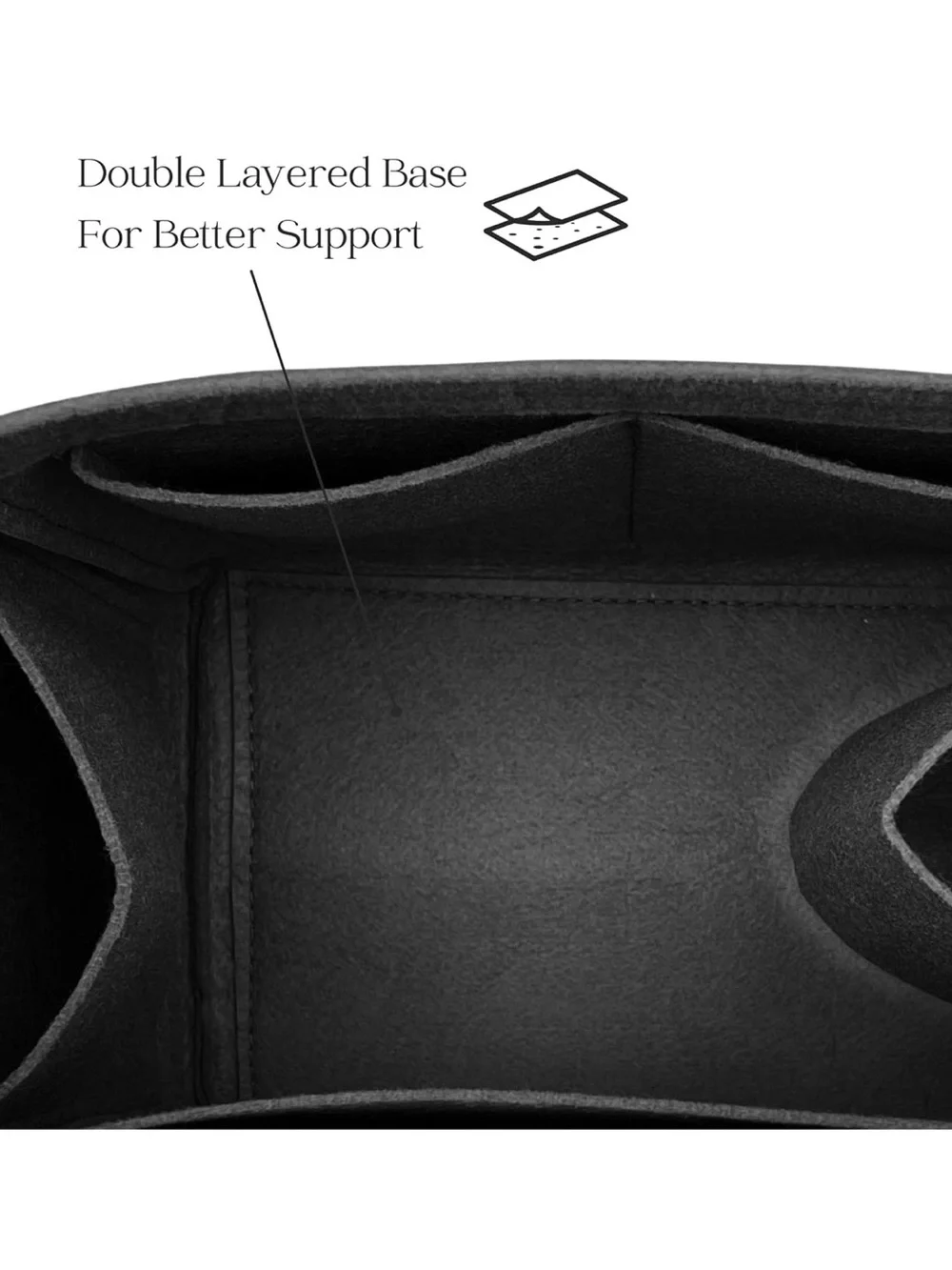Black Felt Tote Organizer Insert
